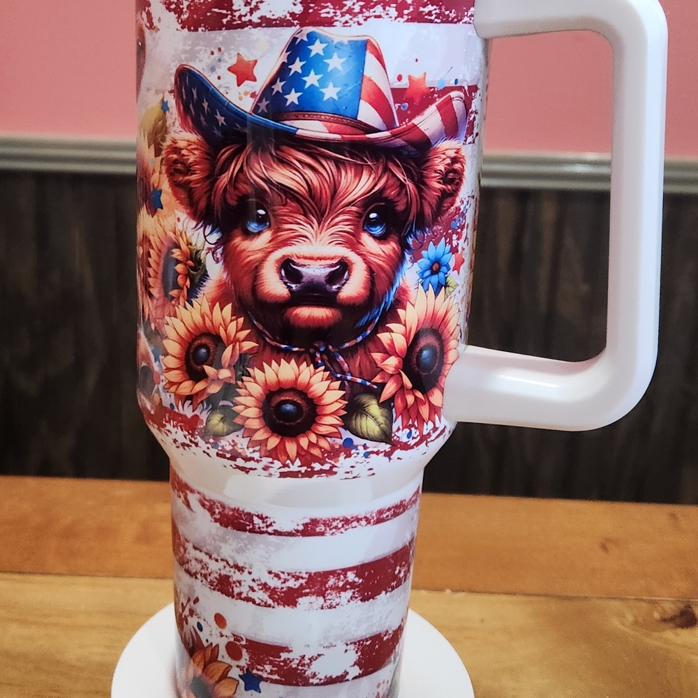 Highland Cow Patriot 40oz Tumbler